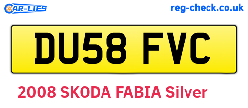 DU58FVC are the vehicle registration plates.