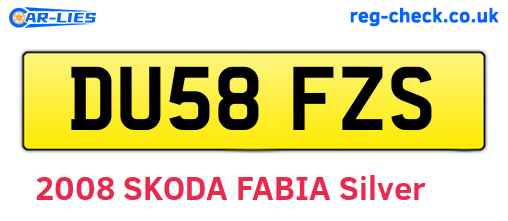 DU58FZS are the vehicle registration plates.