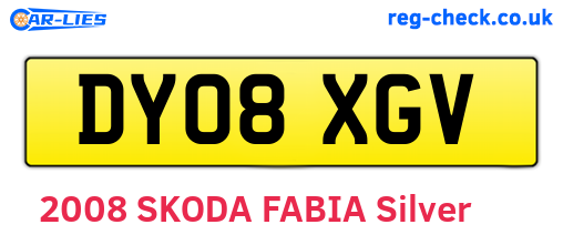 DY08XGV are the vehicle registration plates.