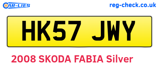 HK57JWY are the vehicle registration plates.
