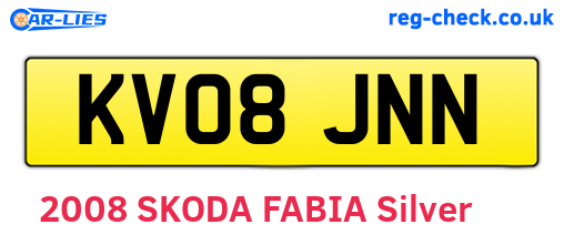 KV08JNN are the vehicle registration plates.