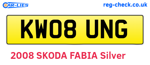 KW08UNG are the vehicle registration plates.