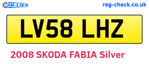 LV58LHZ are the vehicle registration plates.