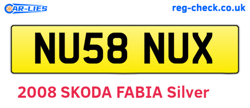 NU58NUX are the vehicle registration plates.