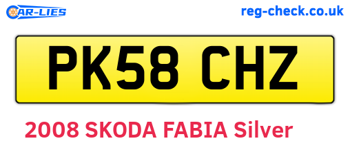 PK58CHZ are the vehicle registration plates.