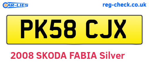 PK58CJX are the vehicle registration plates.