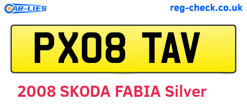 PX08TAV are the vehicle registration plates.