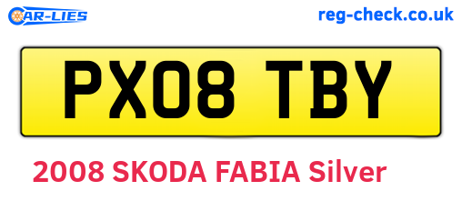 PX08TBY are the vehicle registration plates.