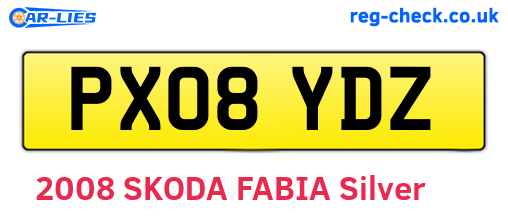 PX08YDZ are the vehicle registration plates.