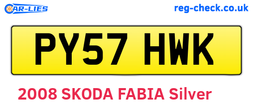 PY57HWK are the vehicle registration plates.