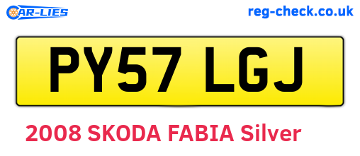 PY57LGJ are the vehicle registration plates.