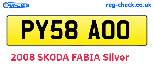 PY58AOO are the vehicle registration plates.