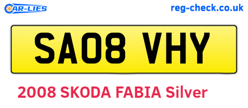 SA08VHY are the vehicle registration plates.