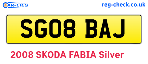 SG08BAJ are the vehicle registration plates.