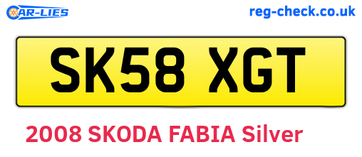 SK58XGT are the vehicle registration plates.
