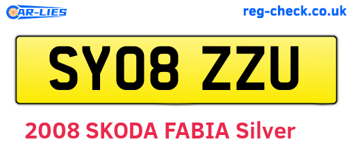 SY08ZZU are the vehicle registration plates.