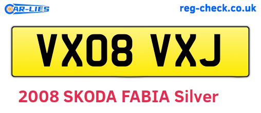 VX08VXJ are the vehicle registration plates.