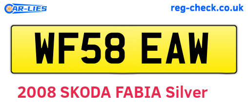 WF58EAW are the vehicle registration plates.
