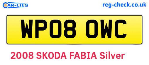 WP08OWC are the vehicle registration plates.