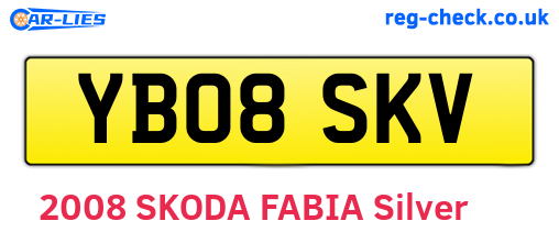 YB08SKV are the vehicle registration plates.