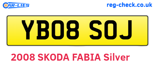 YB08SOJ are the vehicle registration plates.