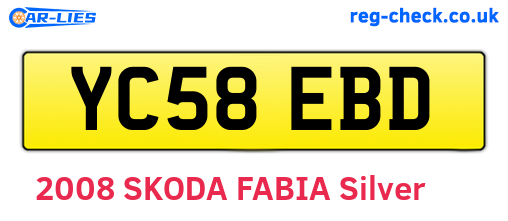 YC58EBD are the vehicle registration plates.