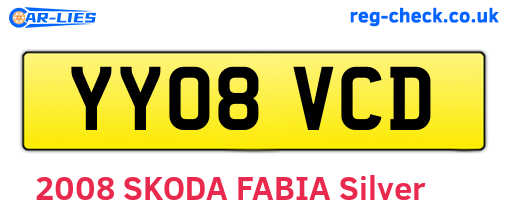 YY08VCD are the vehicle registration plates.