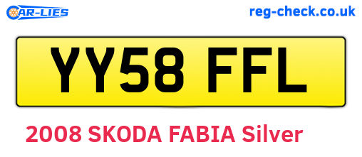 YY58FFL are the vehicle registration plates.