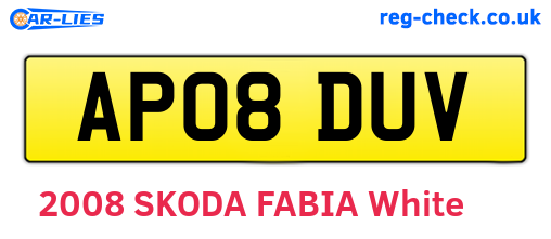 AP08DUV are the vehicle registration plates.
