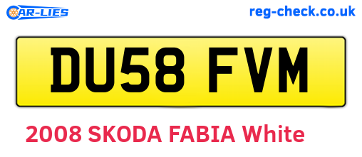 DU58FVM are the vehicle registration plates.