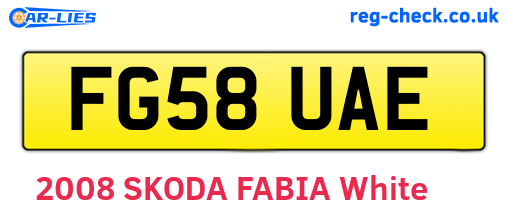 FG58UAE are the vehicle registration plates.