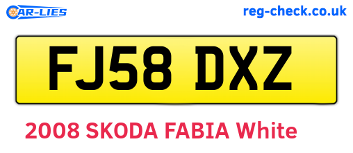 FJ58DXZ are the vehicle registration plates.