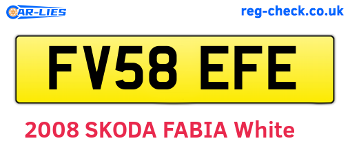 FV58EFE are the vehicle registration plates.