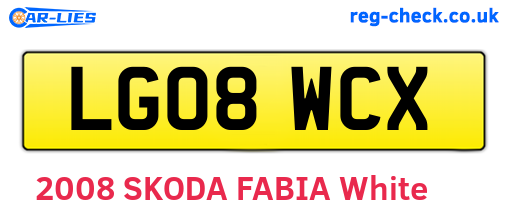 LG08WCX are the vehicle registration plates.