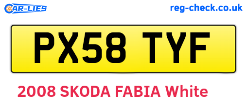 PX58TYF are the vehicle registration plates.