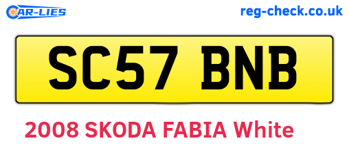 SC57BNB are the vehicle registration plates.