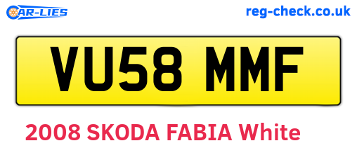 VU58MMF are the vehicle registration plates.