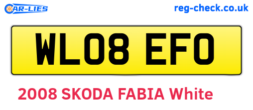WL08EFO are the vehicle registration plates.
