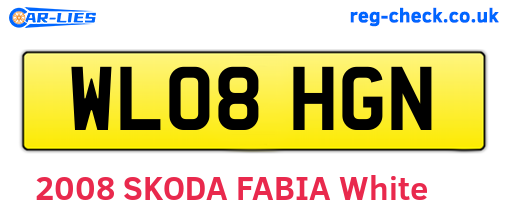 WL08HGN are the vehicle registration plates.