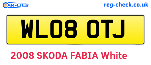WL08OTJ are the vehicle registration plates.