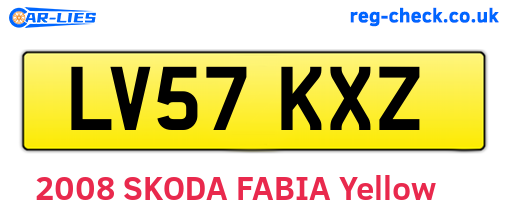 LV57KXZ are the vehicle registration plates.