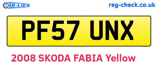 PF57UNX are the vehicle registration plates.