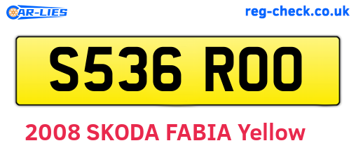 S536ROO are the vehicle registration plates.