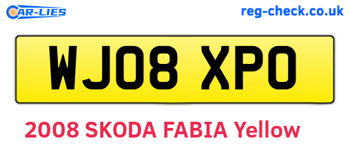 WJ08XPO are the vehicle registration plates.