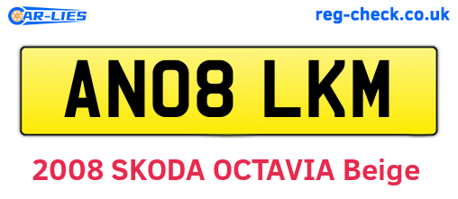 AN08LKM are the vehicle registration plates.