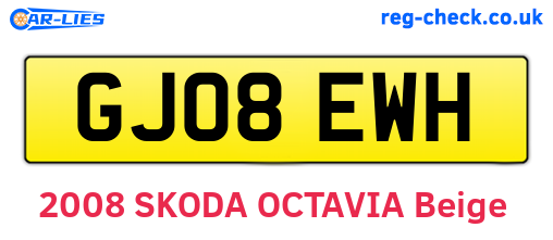 GJ08EWH are the vehicle registration plates.