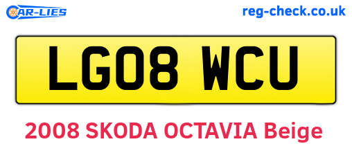 LG08WCU are the vehicle registration plates.