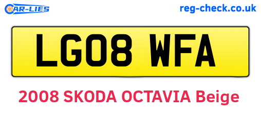 LG08WFA are the vehicle registration plates.