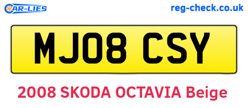 MJ08CSY are the vehicle registration plates.