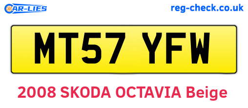 MT57YFW are the vehicle registration plates.
